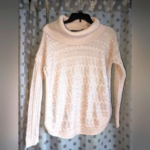 Lauren Raloh Lauren Pink Cowl Neck Cable Knit Sweater M